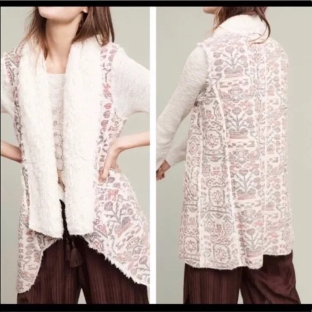 Anthropologie Hei Hei Women’s XL Jacquard Sherpa Lined Sleeveless Sweater Vest